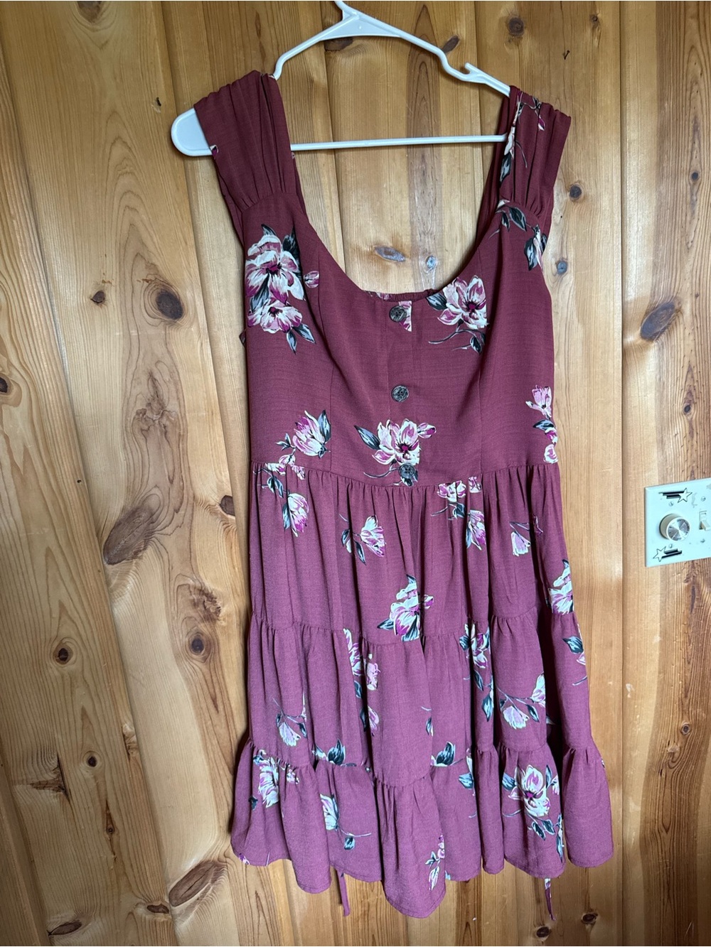 Xhilaration Mauve Floral Tiered Mini Dress